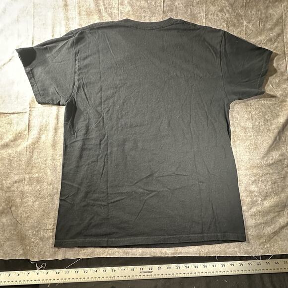 NIRVANA Smiley Face Emblem Large Black T SHIRT Vintage Look Distressed Size L - Picture 7 of 7